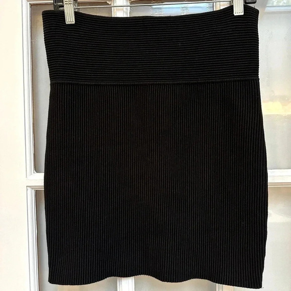 House of Harlow 1960 Black Stretchy Fitted Ribbed Mini Skirt Size Large L - Picture 1 of 7